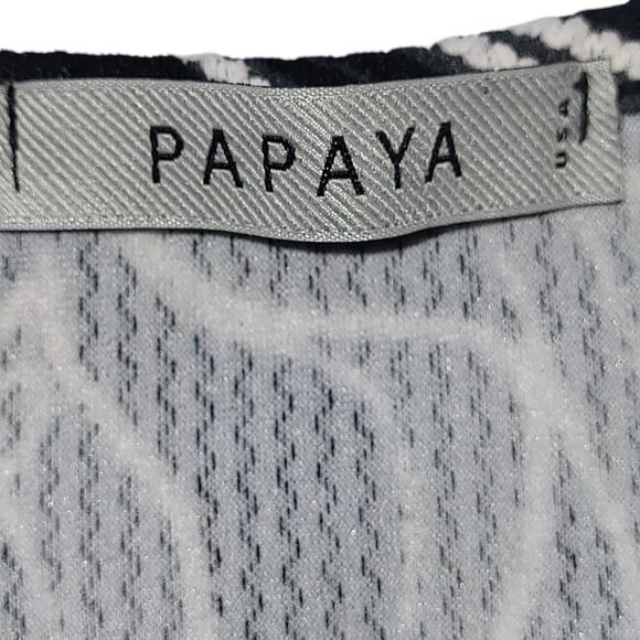 Papaya Medium Black Bodycon Dress V-Neck Lace Trim USA Black Gray White Print - Picture 2 of 16